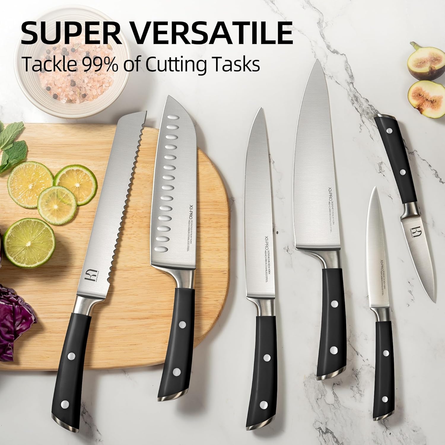 X3 Pro 15-Piece Knife Set with Upright Block – KnifeSaga