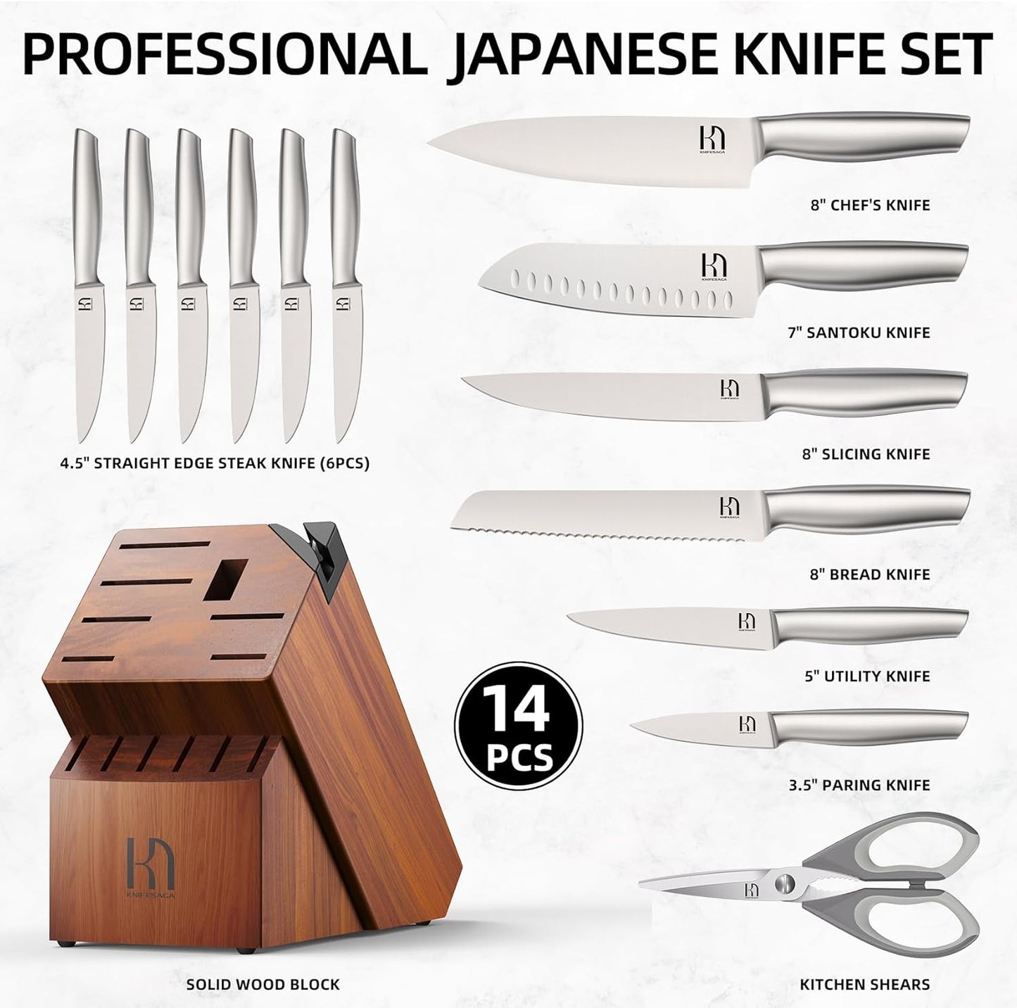 Knifesaga X3 Pro-Knife Set 14Pcs (Cherry Red)