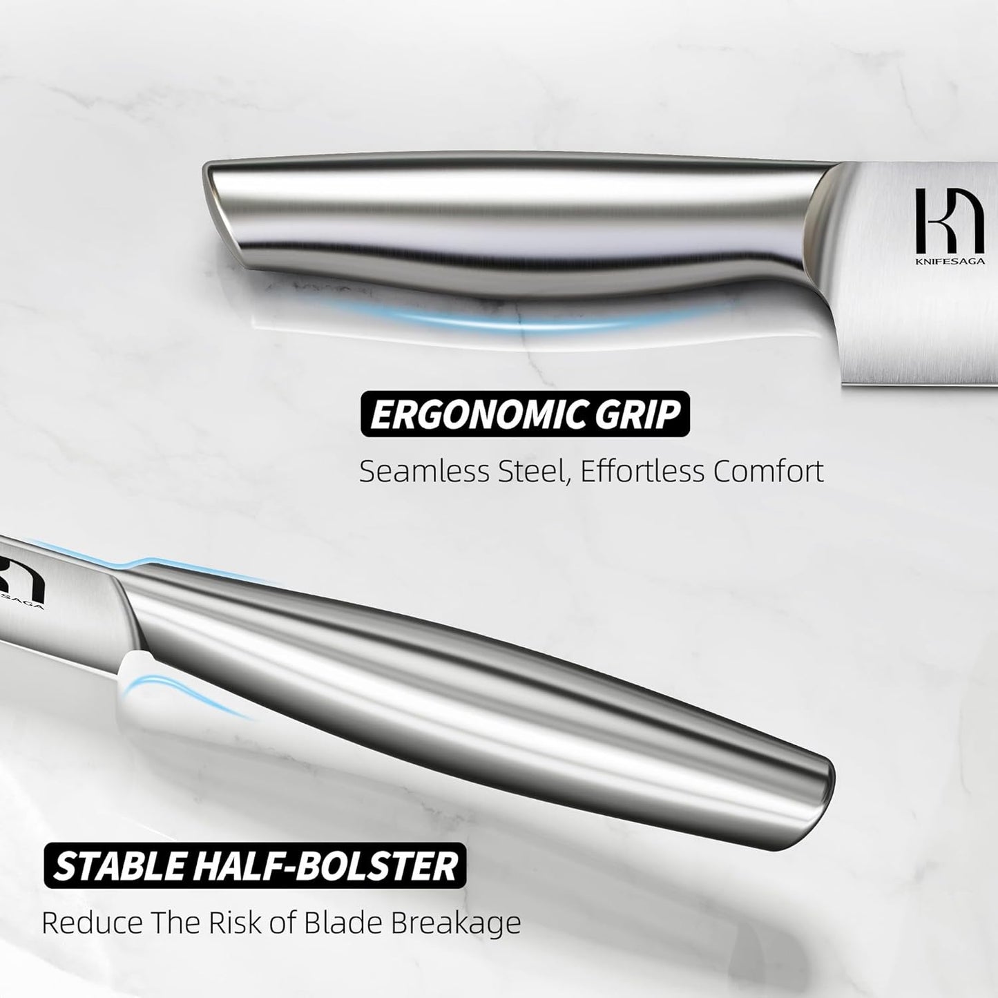 Knifesaga Knife Set Premium, Japanese 14 PCS Kitchen Knife Set with Block and Built-in Sharpener High Carbon Stainless Steel, Ultra Sharp Knife Block Set for Kitchen