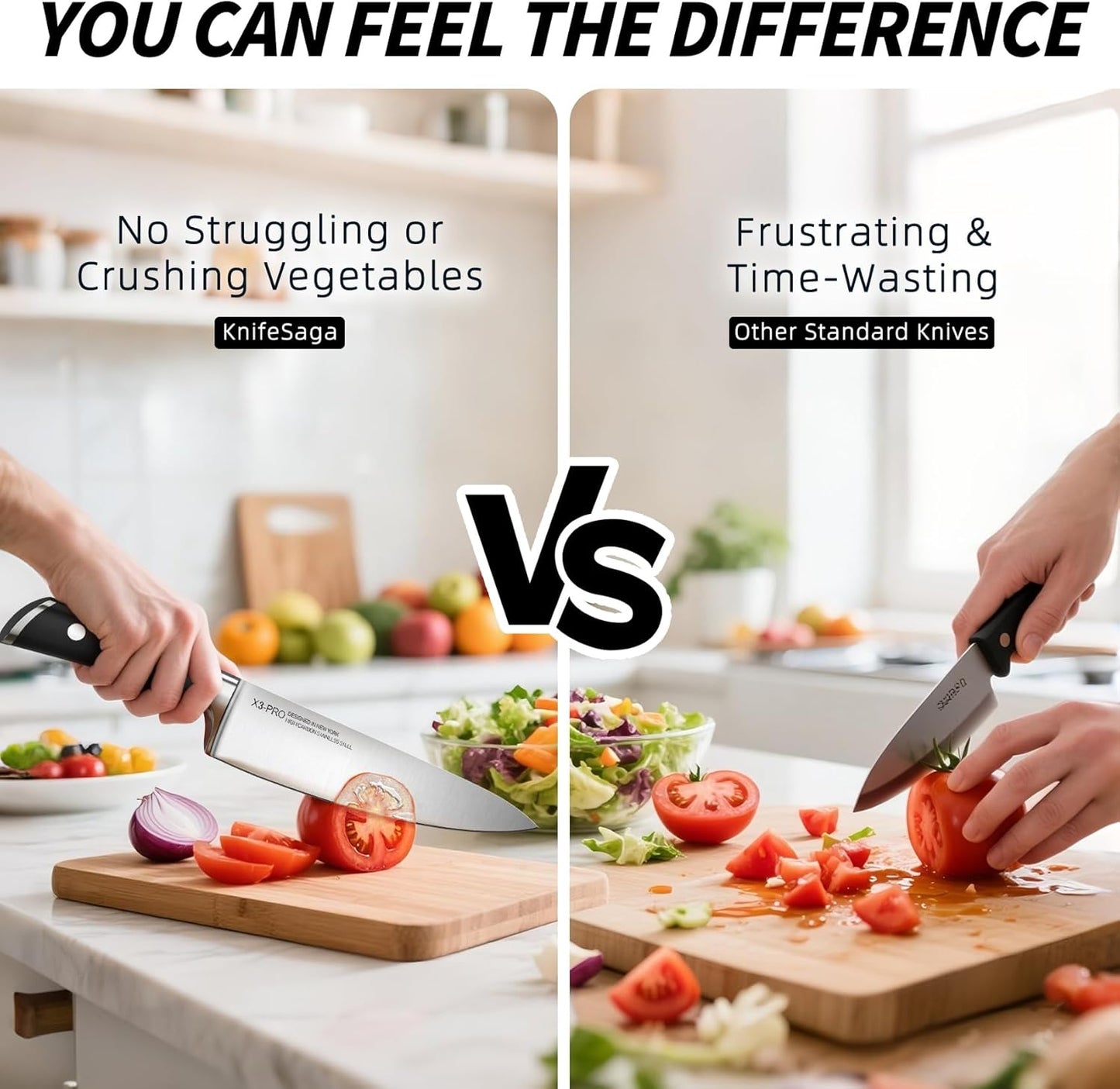 Knifesaga Premium Knife Set 15 Pcs Quality Kitchen Knife Set with Block, Japanese High Carbon Stainless Steel Razor Sharp Knife Block Set