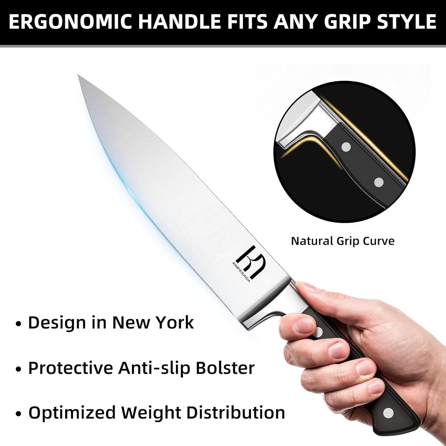 Knifesaga Knife Set, 15 Pcs Kitchen Knife Block Set, Enduring Razor-Sharp Japanese High Carbon Stainless Steel Chef Knife Set