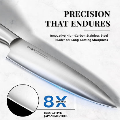 Knifesaga Knife Set Premium, Japanese 14 PCS Kitchen Knife Set with Block and Built-in Sharpener High Carbon Stainless Steel, Ultra Sharp Knife Block Set for Kitchen