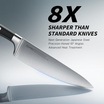 Knifesaga Premium Knife Set 15 Pcs Quality Kitchen Knife Set with Block, Japanese High Carbon Stainless Steel Razor Sharp Knife Block Set