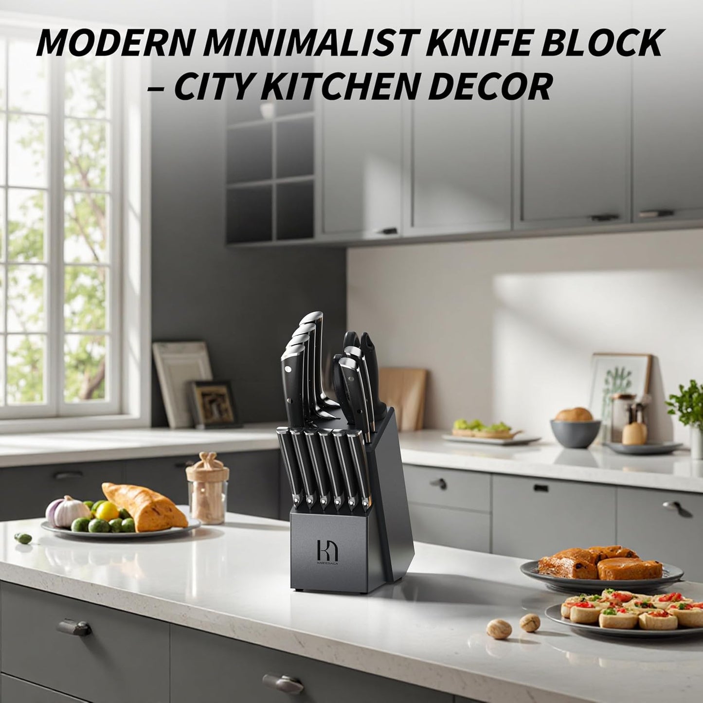 Knifesaga Premium Knife Set 15 Pcs Quality Kitchen Knife Set with Block, Japanese High Carbon Stainless Steel Razor Sharp Knife Block Set