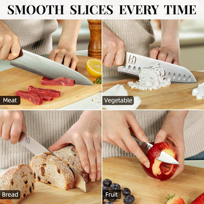 Knifesaga Knife Set Premium, Japanese 14 PCS Kitchen Knife Set with Block and Built-in Sharpener High Carbon Stainless Steel, Ultra Sharp Knife Block Set for Kitchen