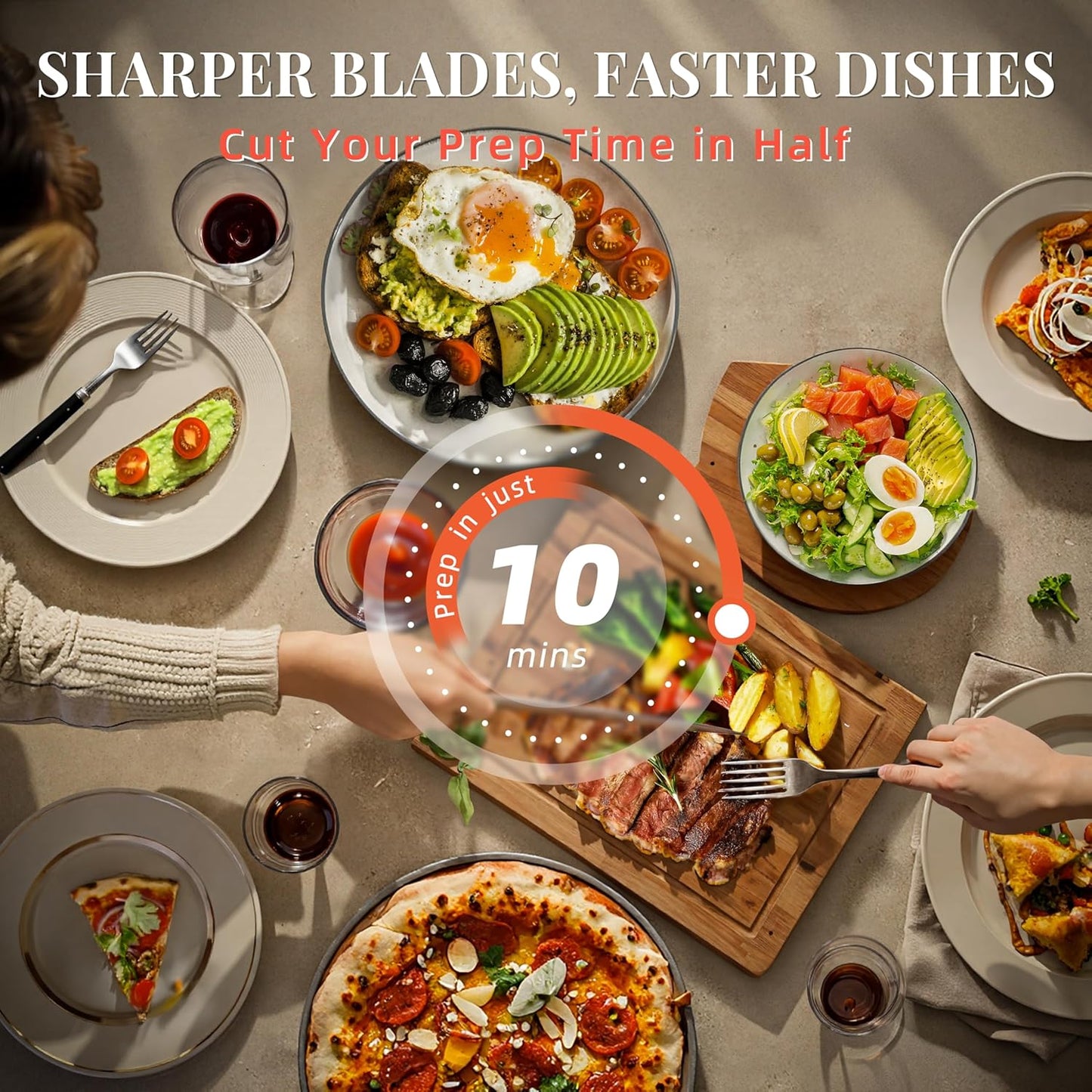 Knifesaga Knife Set Premium, Japanese 14 PCS Kitchen Knife Set with Block and Built-in Sharpener High Carbon Stainless Steel, Ultra Sharp Knife Block Set for Kitchen