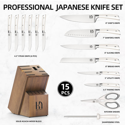Knifesaga X3 Pro-Knife Set 15 Pcs (White)