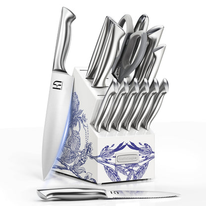 KnifeSaga Phantom Iris X5 15-Piece Knife Set, High Carbon Stainless Steel