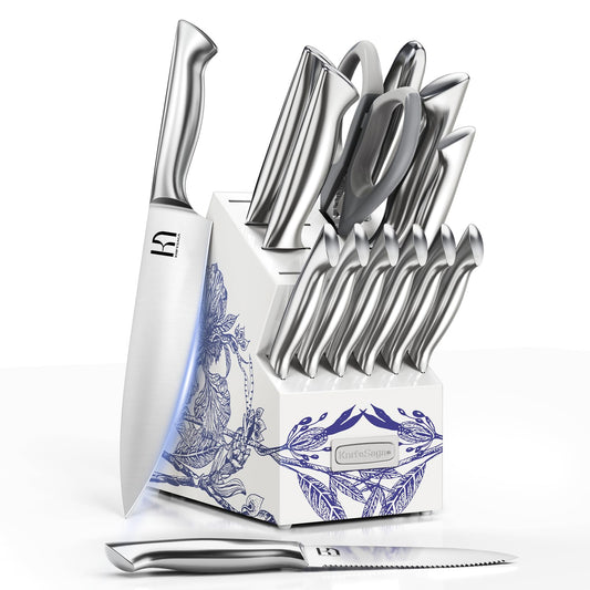 KnifeSaga Phantom Iris X5 15-Piece Knife Set, High Carbon Stainless Steel