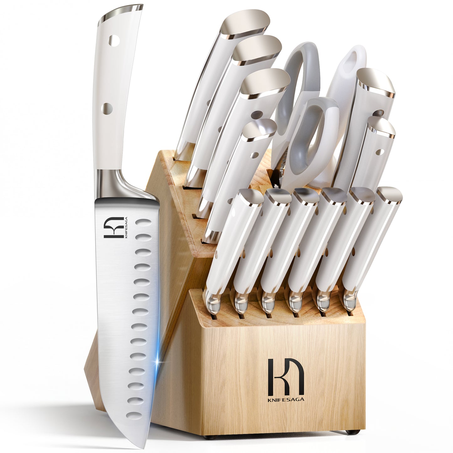X3 Pro 15-Piece Knife Set White Handle