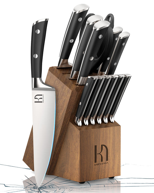 Knifesaga X3 Pro Knife Set 15Pcs (Brown)